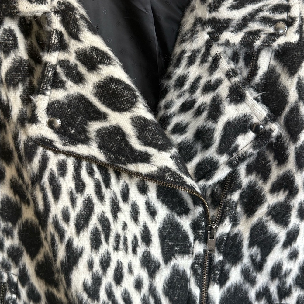 Banana Republic Black and White Animal Print Cocoon moto Jacket size XL - Picture 9 of 11